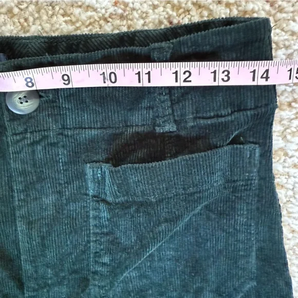 Anthropologie Maeve Colette Bow Corduroy Wide Crop Leg Pants 28 Forest Green - Picture 9 of 14